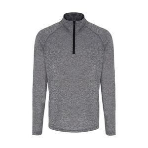 TriDri Mens Long Sleeve Performance Quarter Zip Top / Black Melange/Black